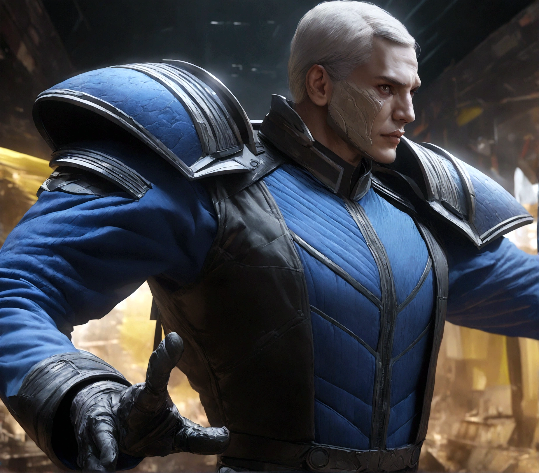 a grey uniform, right shoulder pad in yellow, Mass Effect style, futuristic space fleet uniform, futuristic uniform, 1person, detailed face, detailed eyes, detailed facial features, highly detailed, digital painting, concept art, cinematic lighting, dramatic lighting, photorealistic, 8k, high quality, best quality, hyper detailed, incredibly detailed, extremely detailed, intricate details, amazing details, rich details, lifelike, realistic, hyper realistic, detailed textures, studio lighting, physically based rendering, volumetric lighting, vibrant colors, cinematic composition, cinematic atmosphere, epic scale, heroic pose, dynamic pose, imposing presence, imposing figure, striking pose, powerful presence