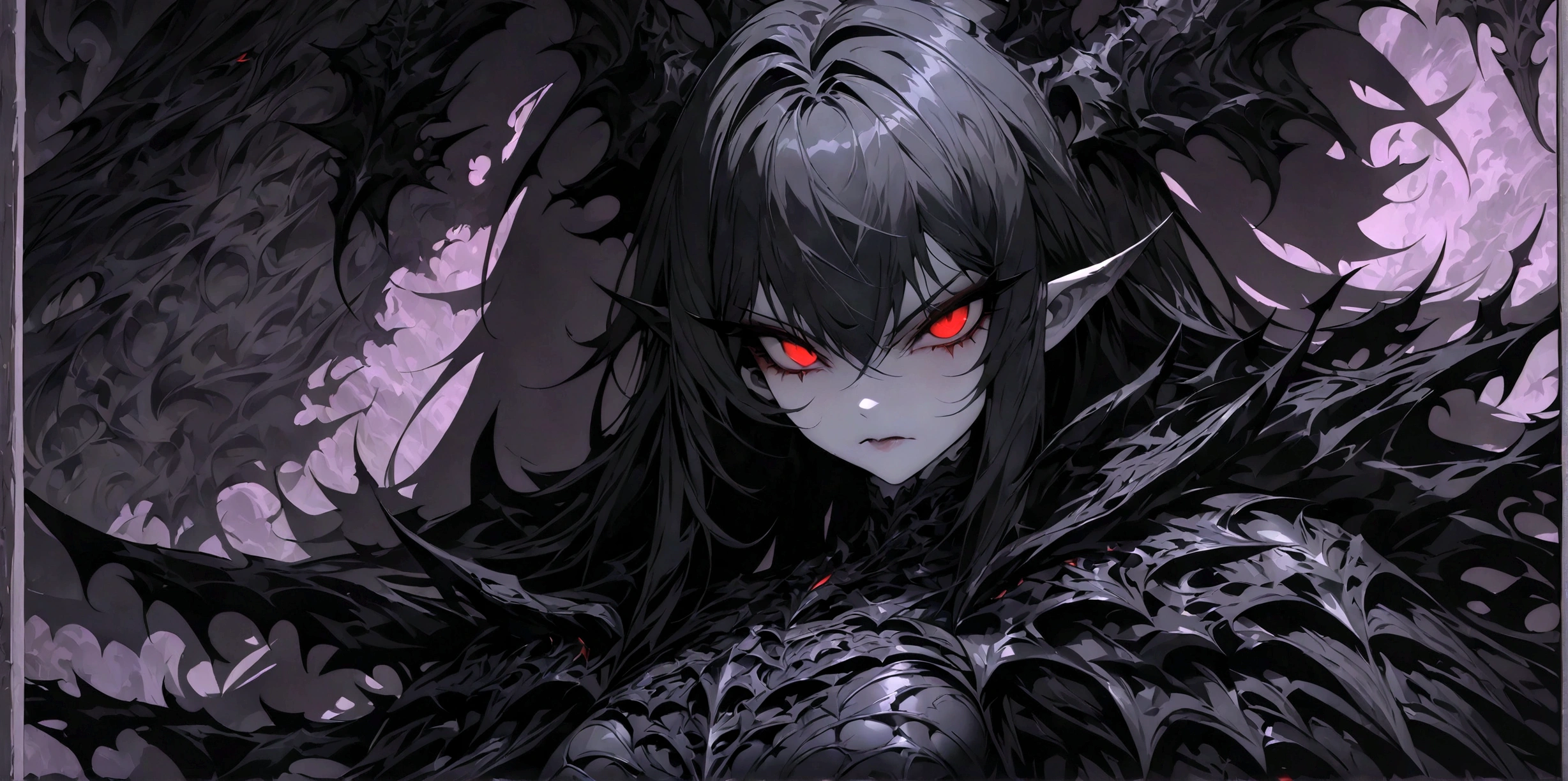 demon girl, close up, black heavy detailed clothes, art, dark and malevolent,armor, powerful and intimidating, (masterpiece, best quality, ultra-detailed, best shadow), (detailed background, dark fantasy) dramatic light, intricate details, dark and malevolent, powerful and intimidating, Dark and foreboding, malevolent force, sinister and chilling, armor, high detailed background, girl in demon slayer art, demon slayer art style, epic anime art, God pretty girl of death