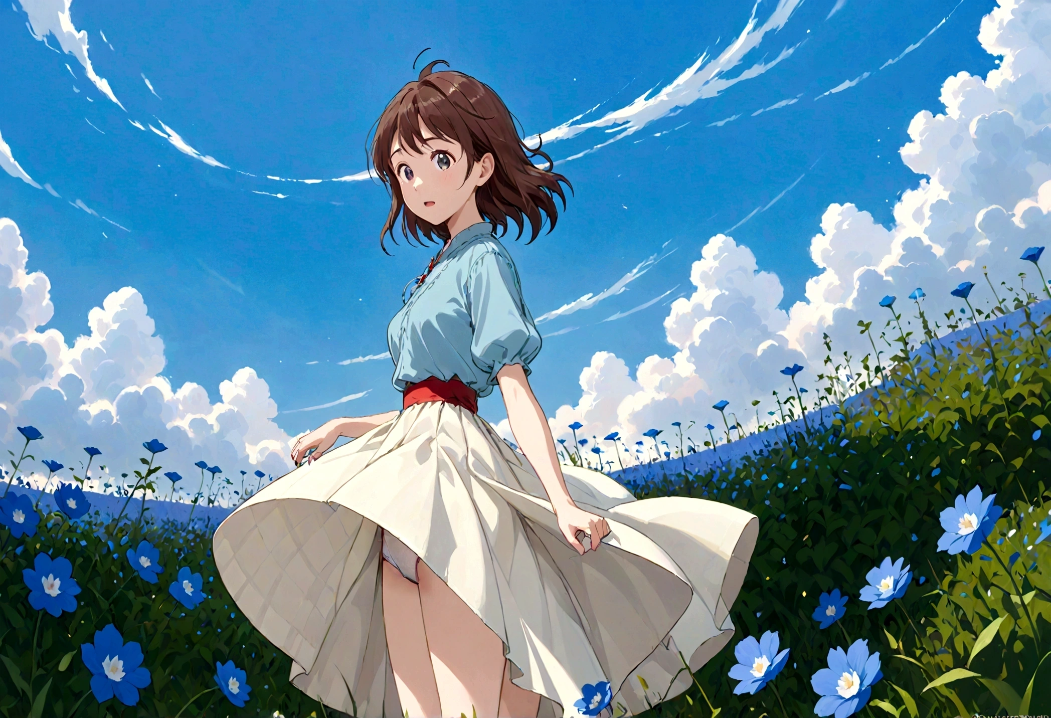Brightness
、White panties are visible、Crotch is visible