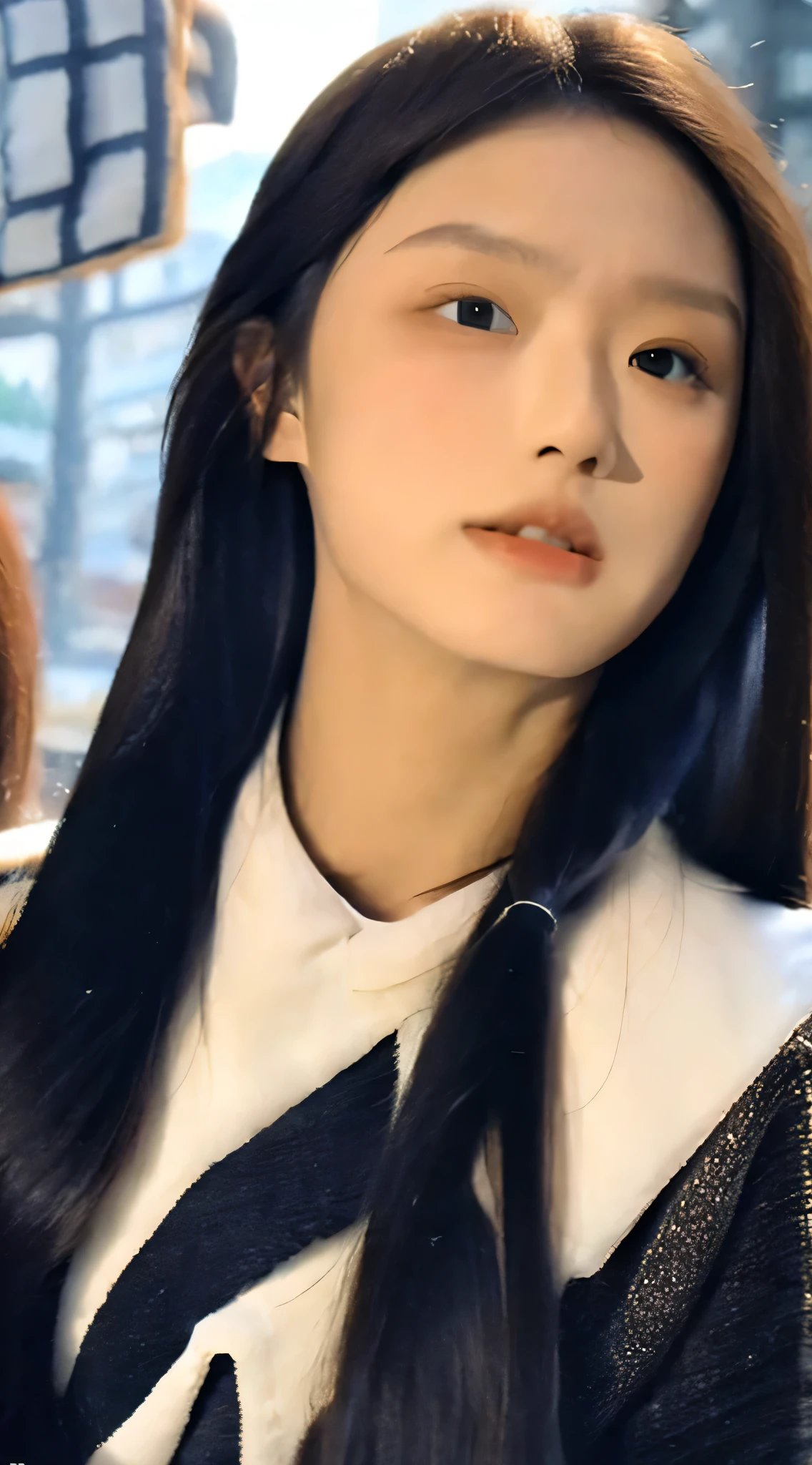 best quality, 8K, masterpiece: 1.3)),focus: 1.2, Perfect body beauty: 1.4, Hips: 1.2, (Layered Hairstyle: 1.2)), (Dark Street: 1.3), Highly detailed face and skin textures, whole body, Delicateeyes, Double eyelids, Skin Whitening, long hair, (Round Face: 1.5),