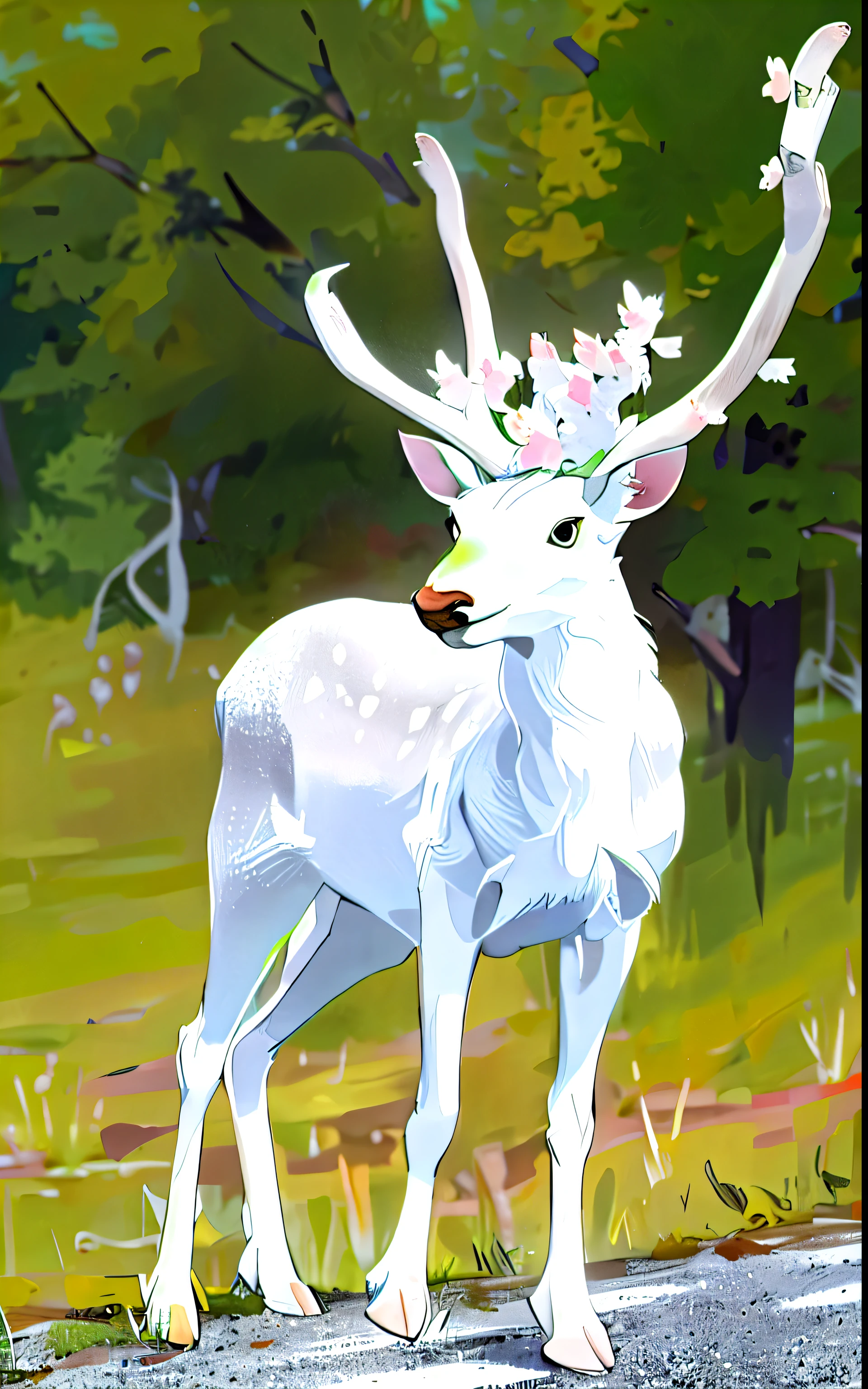 Deer head in full face, White deer