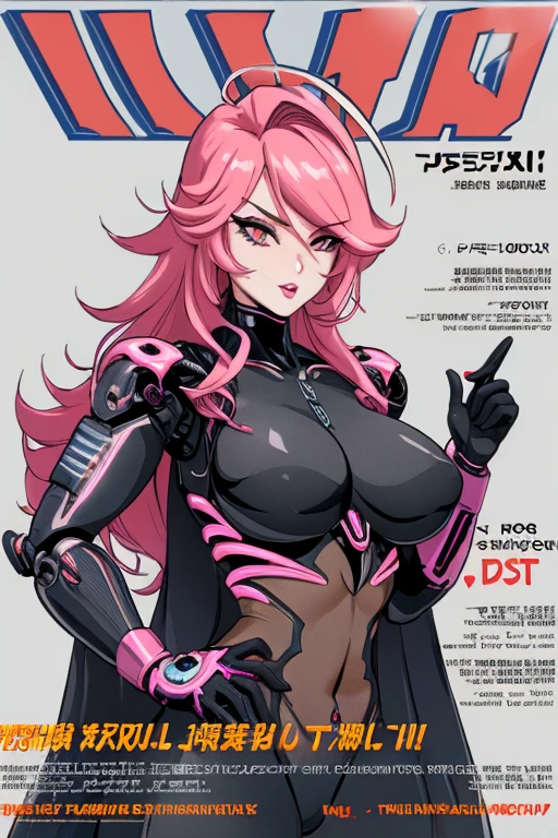 Feminine cyborg, magazine cover, poster art , hint of vibrant, bold sexy text