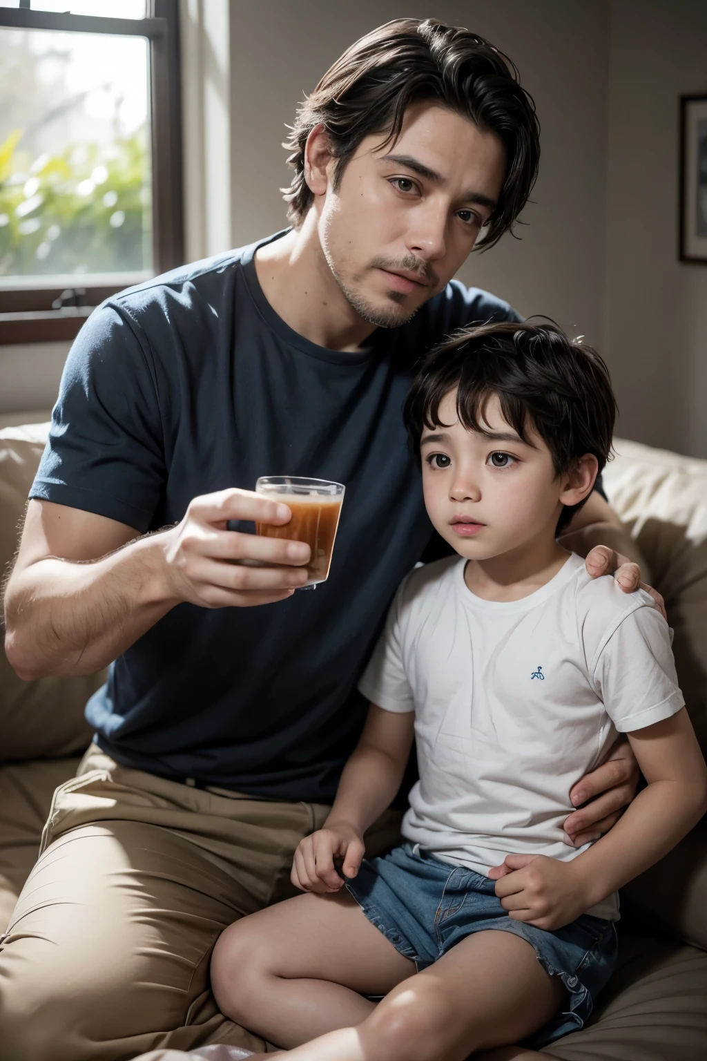 crea una imagen de un padre y un hijo trsites