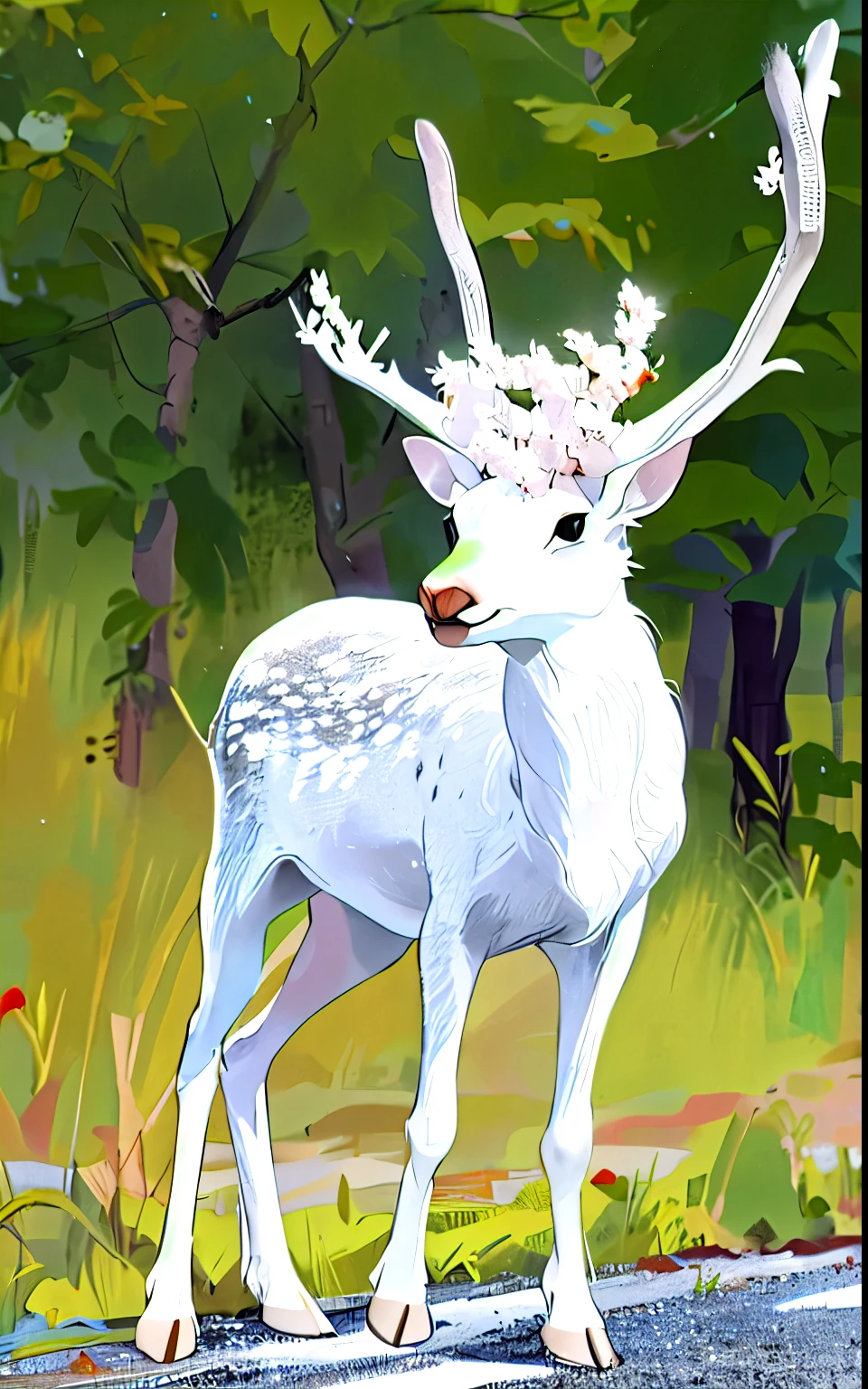 Deer head in full face, White deer