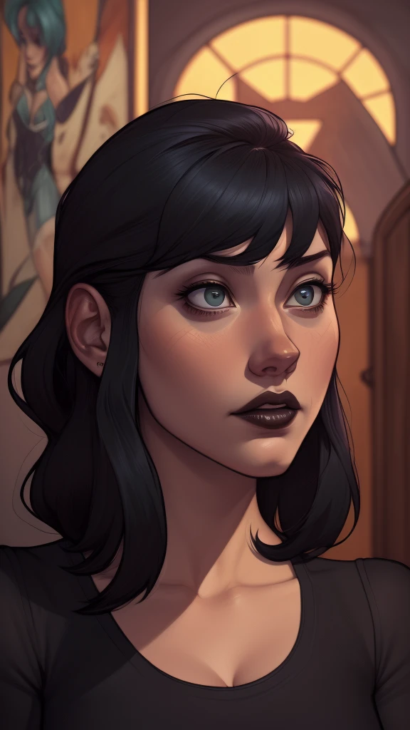 A closeup of a woman in a black top and a black bra, estilo de arte de charlie bowater, Estilo Charlie Bowater, retrato de vampiro, arte do personagem charlie bowater, Alena Aenami e Artgerm, Neoartcore e Charlie Bowater, Charlie Bowater cores ricas e profundas, lazy art style, Artgerm e Tom Bagshaw