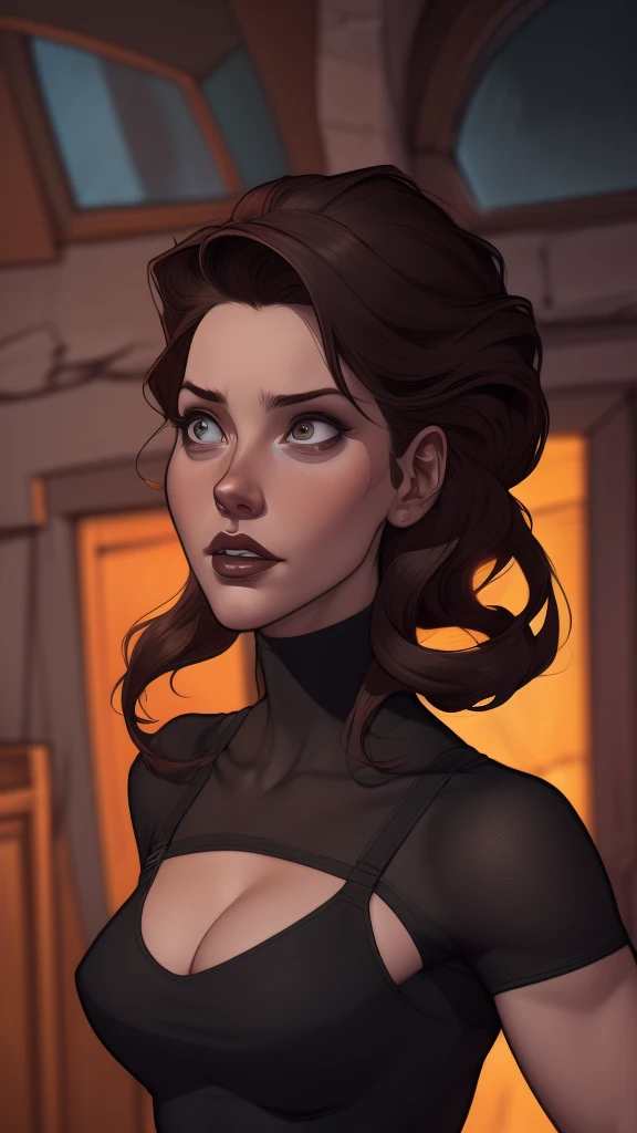 A closeup of a woman in a black top and a black bra, estilo de arte de charlie bowater, Estilo Charlie Bowater, retrato de vampiro, arte do personagem charlie bowater, Alena Aenami e Artgerm, Neoartcore e Charlie Bowater, Charlie Bowater cores ricas e profundas, lazy art style, Artgerm e Tom Bagshaw