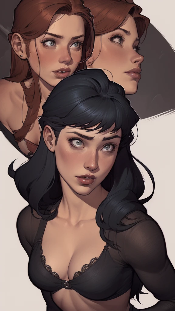 A closeup of a woman in a black top and a black bra, estilo de arte de charlie bowater, Estilo Charlie Bowater, retrato de vampiro, arte do personagem charlie bowater, Alena Aenami e Artgerm, Neoartcore e Charlie Bowater, Charlie Bowater cores ricas e profundas, lazy art style, Artgerm e Tom Bagshaw