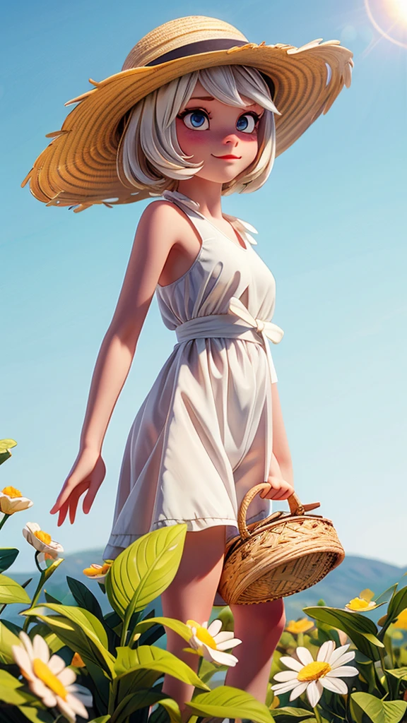 White-spotted dragonfly, A girl dressed as a white-spotted dragonfly, Straw hat, In beautiful nature, summer sunshine, cute pose