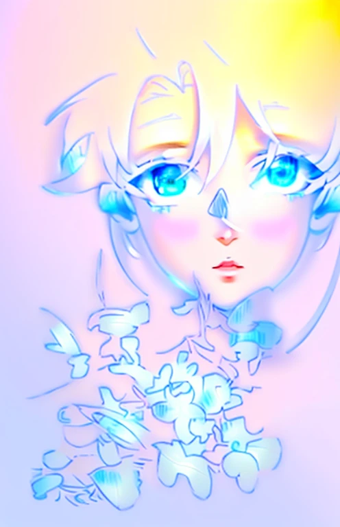 Holding a bouquet of white flowers in hand attracts attention, (8K、best quality:1.3), (Realistic anime girl rendering, Realistic anime 3D style), (1 girl), (Very beautiful 18 year old girl), (Lovely, small:1.3), Symmetrical perfect face shape, Bangs, deep blue eyes, Realistic eyes, beautiful eyelashes, Melancholy expression, short hair,Accurate and natural, Perfect anatomical structure, Very delicate skin, Upper Body,White metallic sleeveless dress, Off-shoulder, Background seaside,The sun shines, Create digital artwork in pop art style