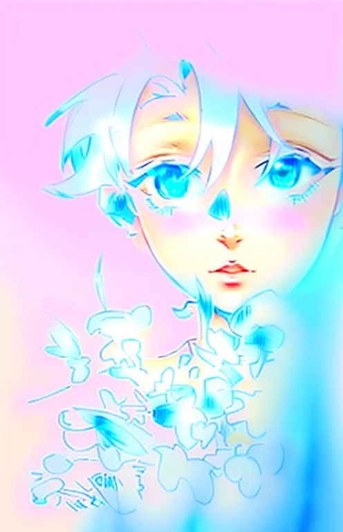 Holding a bouquet of white flowers in hand attracts attention, (8K、best quality:1.3), (Realistic anime girl rendering, Realistic anime 3D style), (1 girl), (Very beautiful 18 year old girl), (Lovely, small:1.3), Symmetrical perfect face shape, Bangs, deep blue eyes, Realistic eyes, beautiful eyelashes, Melancholy expression, short hair,Accurate and natural, Perfect anatomical structure, Very delicate skin, Upper Body,White metallic sleeveless dress, Off-shoulder, Background seaside,The sun shines, Create digital artwork in pop art style