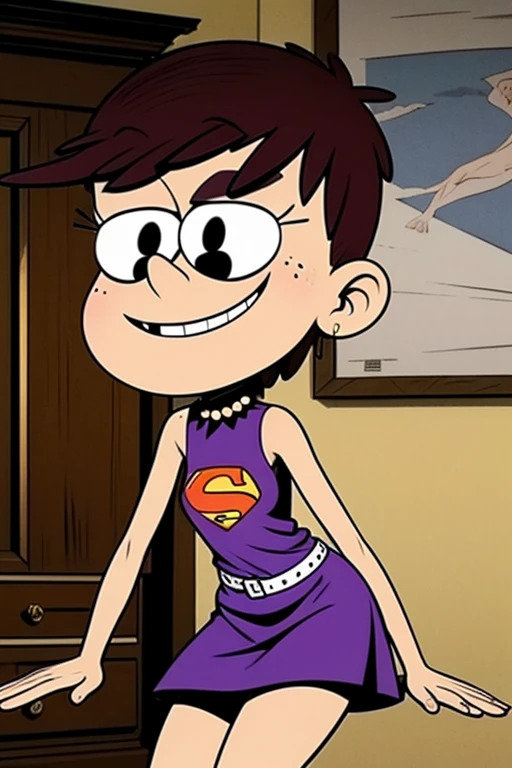 ""Luna Loud - purple shirt top, purple skirt, posing for playboy magazine" Masterpiece, sexy cartonn, beautiful cartoon, insanely detailed and intricate, High quality, ray tracing, high coherence, deep focused image, realistic full-length photo, anatomically correct, pixie cut brown hair, sensual smile, perfect eyebrows, perfect fingers, action pose, looking at viewer, in the loud house, hypermaximalist, sensual, provocative, beautiful, exotic, revealing, appealing, attractive, erotic, hyper-realistic, super detailed, perfect, masterpiece, popular on Flickr, published on March 19, 2018” FANTASY,VAMPIRO,ELFO,TERROR,COMICS,MANHUA,MANWHA,Mango,SCIENCE FICTION,NOVEL,
