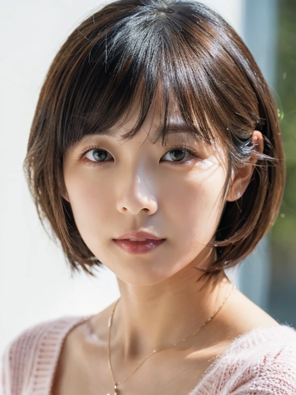 ((maSutepiece,highest quality)), (photorealiStic:1.4),(((maSutepiece,8k))),white wall,(white room)),((full body photo))),Shot in natural light,highly detailed face and Skin texture,highly detailed lipS,correct State of the human body,Superhigh reSolution,(photorealistic:1.4),top quality, 1 beautiful woman, 39 yearS old, S, 60mm lenS, dull Pink knit,(Medium hair),JapaneSe woman,(Black hair),VerSatile poSeS, Staring at camera, Natural lip color, Necklace
