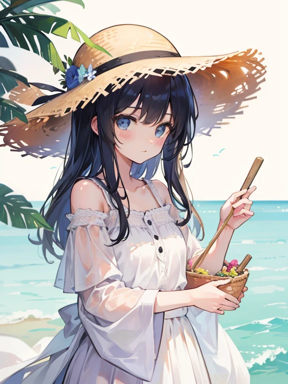 one-girl,wearing straw hat