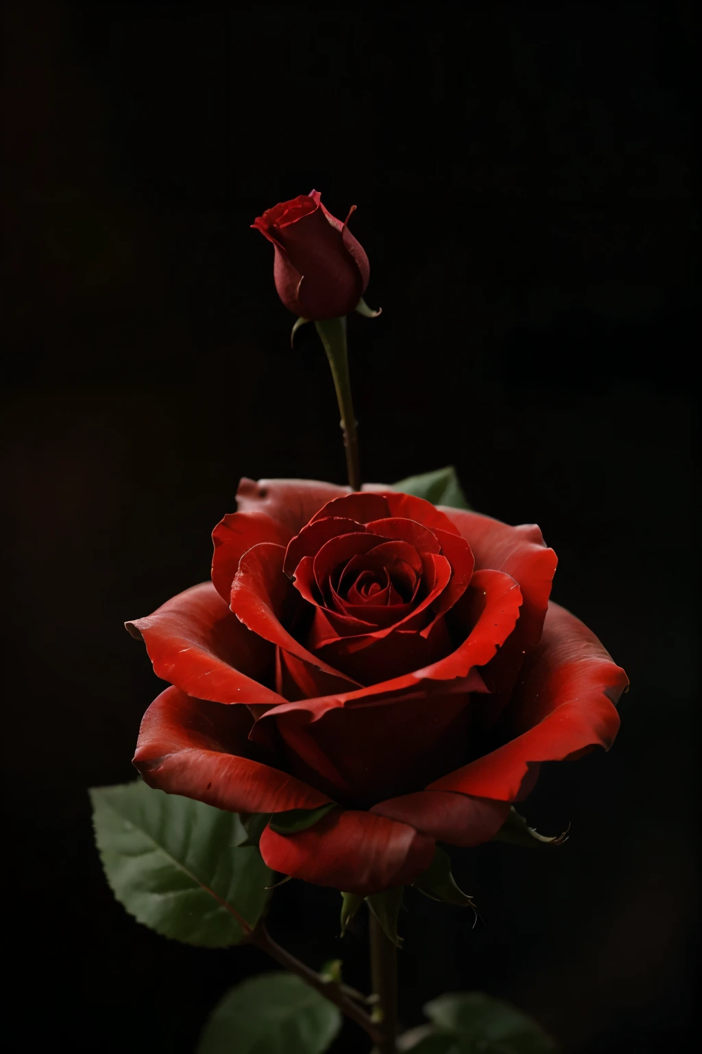 Small Red rose placed below on the dark background
