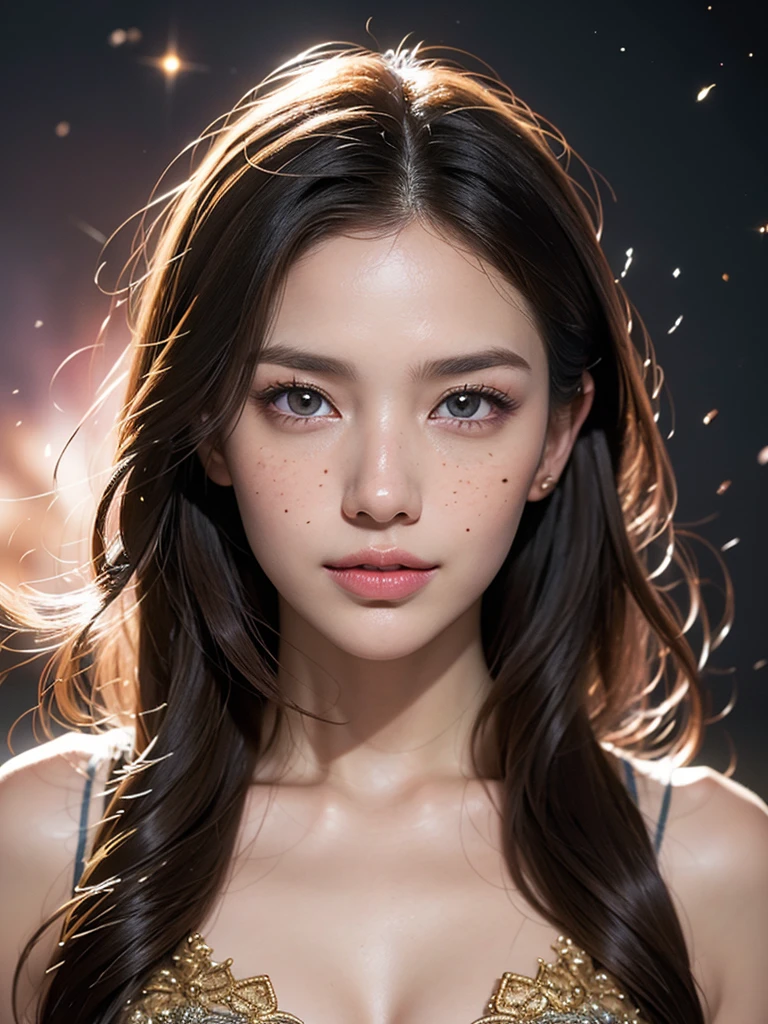 masterpiece, best quality:1.2), (8k uhd, 16k, 32k, ultra high res), (photorealistic:1.37), (RAW photo), ultimate-realistic, ultimate-realistic details, ultimate-realistic texture, ultimate-intricate details, ultimate-realistic lighting, ultimate-realistic shadow, japanese girl, 1girl, 24yo, ultimate-cute face, ultimate-RAW skin, ultimate-eyes, ((quite a bit body)), blushing cheeks. Demure pose. Young, slender,curvy, cute smile, innocent. As the elegant young androgynous male Mesmer from Guild Wars 2 with the face of scarlett johanson conjures up their illusions, the air around them is filled with the fluttering of purple butterflies, adding an ethereal touch to their powerful attacks, long gold hair, dynamic Powerful attack pose. ethereal ambiance, delicate details, magical atmosphere. glossy, solid lines, shy and blushing face. Shimmering hair, striking eyes. unique fashion, intricate lines and flowing clothes similar to magical fantasy clothes. Setting: In space with a nebula, insanely detailed, film grain, Hasselblad X2D 100C + XCD 2,5/25V, F/1.8, (cinematic still:1.2), freckles, 35mm photograph, film, bokeh, professional, 4k, highly detailed, perfect fingers ,Extremely Realistic, UHD