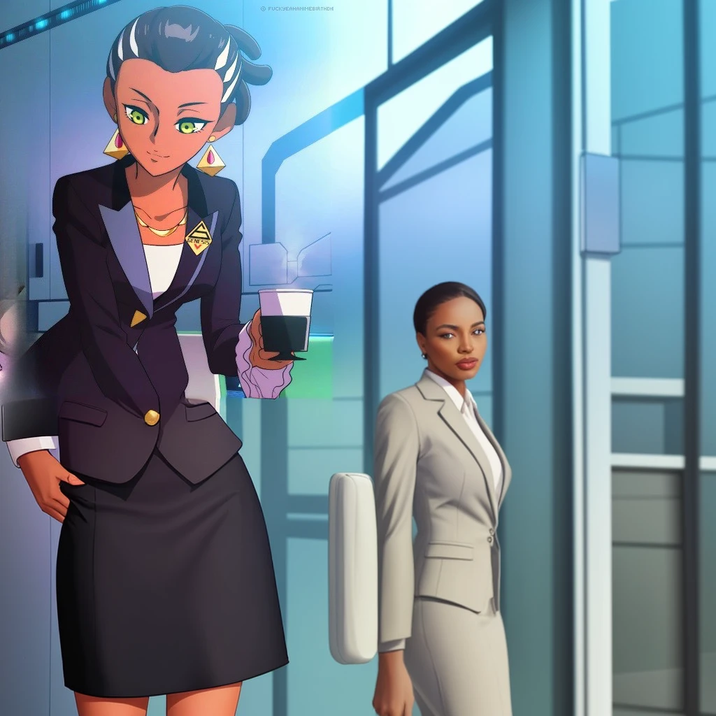 Black business woman wearing a skirt suit 