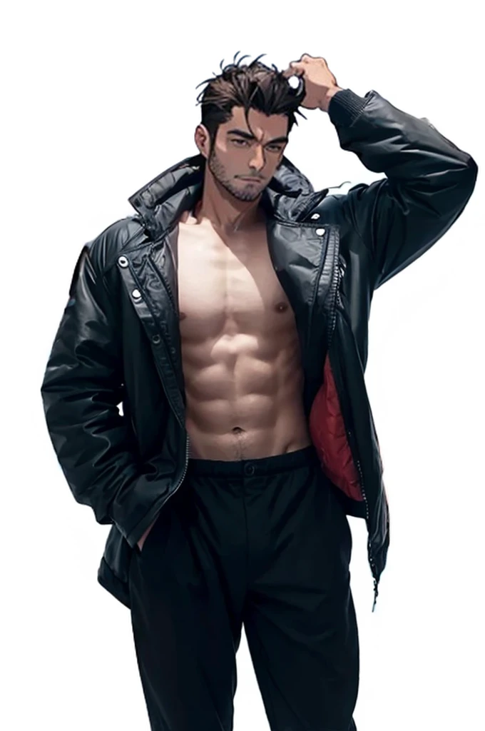Upper body half naked