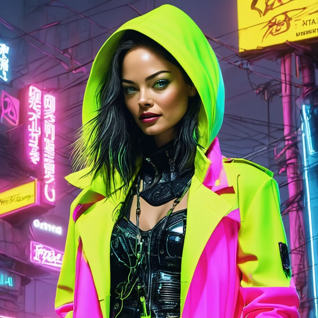 cuerpo entero, pose divertida, hiper nitido, hiper detallado, A closeup of Kristin Kreuk in a neon suit, Ambiente ciberpunk, cyberpunk with neon lights, Luz cyberpunk brillante, agachado,Vibraciones ciberpunk, Cyberpunk lighting, estilo ciberpunk, neon cyberpunk style, En el estilo cyberpunk, mira ciberpunk, cyberpunk dreamy girl, foto ciberpunk, neon cyberpunk, cyberpunk aesthetic, ropa de calle ciberpunk, cyberpunk aesthetic, estilo de arte ciberpunk, Portero del streetwear cyberpunk,sabes, dedos perfectos,neon hair color, Textura de detalle, detalle del cabello,Pantalon long noir fluo, hermoso rostro,por el WAVY,Detailed neon black shoes..,