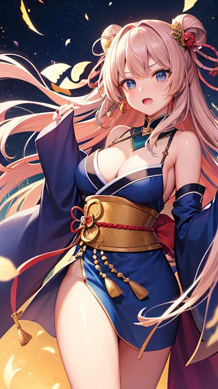 Highest quality, Ultra high resolution, Ultra detailed, Meticulous depiction, Best anime, Greatest artwork, Hyper-detailed art, Incredible artistic depiction, Overwhelming depiction: 1.5, Beautiful and intricate Japanese fantasy art: 1.7, Japanese style: 1.5, A single woman: 1.5, Goddess of victory: 1.5, Raising her right arm high: 1.4, Intense gaze: 1.3, Battle cry: 1.3,She has a biwa