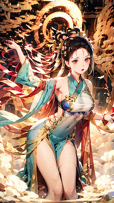 She has a biwa,Highest quality, Ultra high resolution, Ultra detailed, Meticulous depiction, Best anime, Greatest artwork, Hyper-detailed art, Incredible artistic depiction, Overwhelming depiction: 1.5, Beautiful and intricate Japanese fantasy art: 1.7, Japanese style: 1.5, A single woman: 1.5, Goddess of victory: 1.5, Raising her right arm high: 1.4, Intense gaze: 1.3, Battle cry: 1.3,She has a biwa