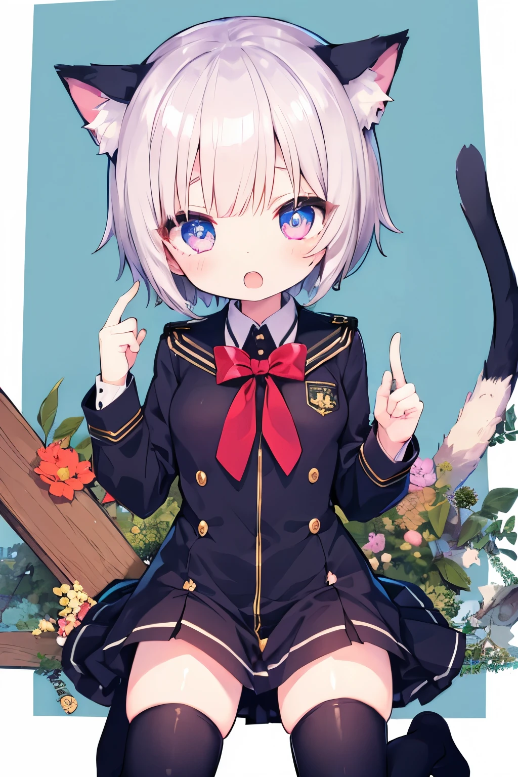 NSFW,navy uniform、Butt、Very beautiful and Shining Eyes、Shining Eyes、1 Girl、Small breasts、Big Mouth、high school girl、Large Breasts、Cat ear、Transparent pink short hair、7-year-old girl