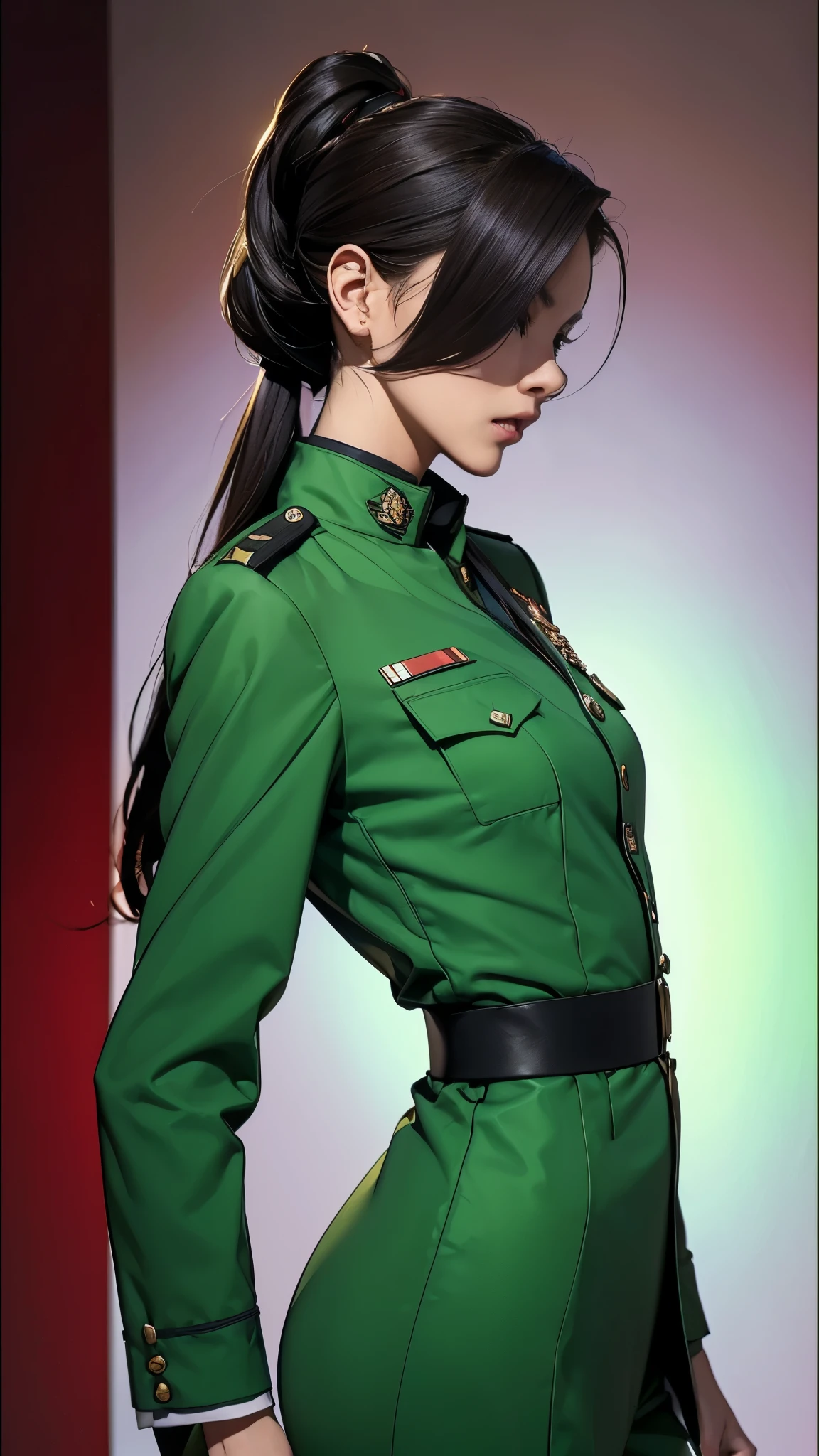 ((masterpiece)),(((highest quality))),((Reference Sheet, Character Design, front, return, ~ ~ side, Mr..々Hairstyle, Mr..々Performance, Facial Expressions)), 14-year-old girl, Cute type, (Very slim:1.4), (Very small ass:1.4), Realistic buttocks, (Medium bust:1.4), Short Bob, Thin thighs, Long legs, It's not a big deal,(A female Earth Federation officer is walking), (Wearing Earth Federation military uniform, Light green and light red military uniforms),(Worn by federal government employees'White Hat:1.5)