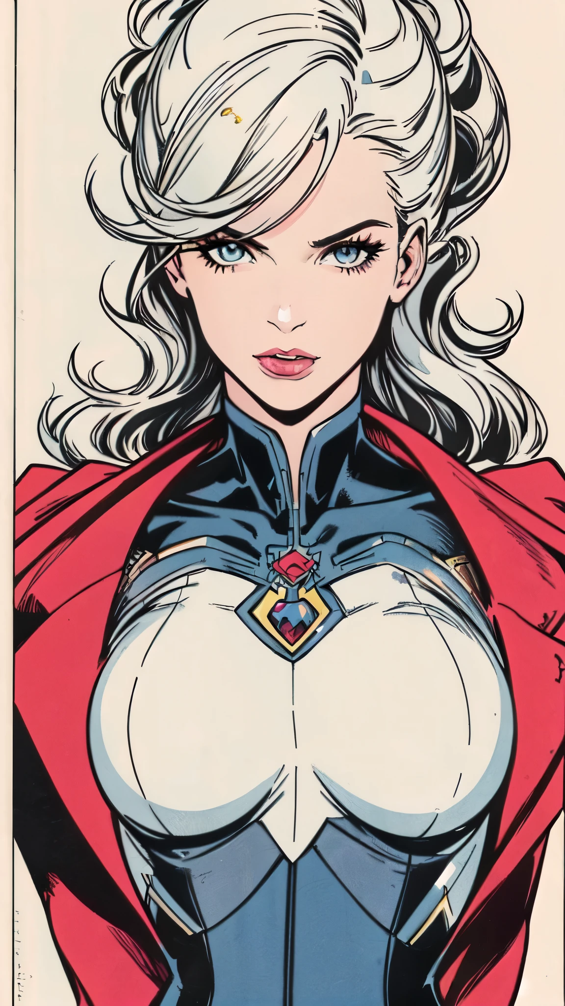 masterpiece,extremely beautiful woman,Excellent sense,(((perfect very white background))),American Comics,(((The Perfect One Woman))),(((one person))),colorful,Highly detailed perfect upper body,highly detailed face,near future,SF,