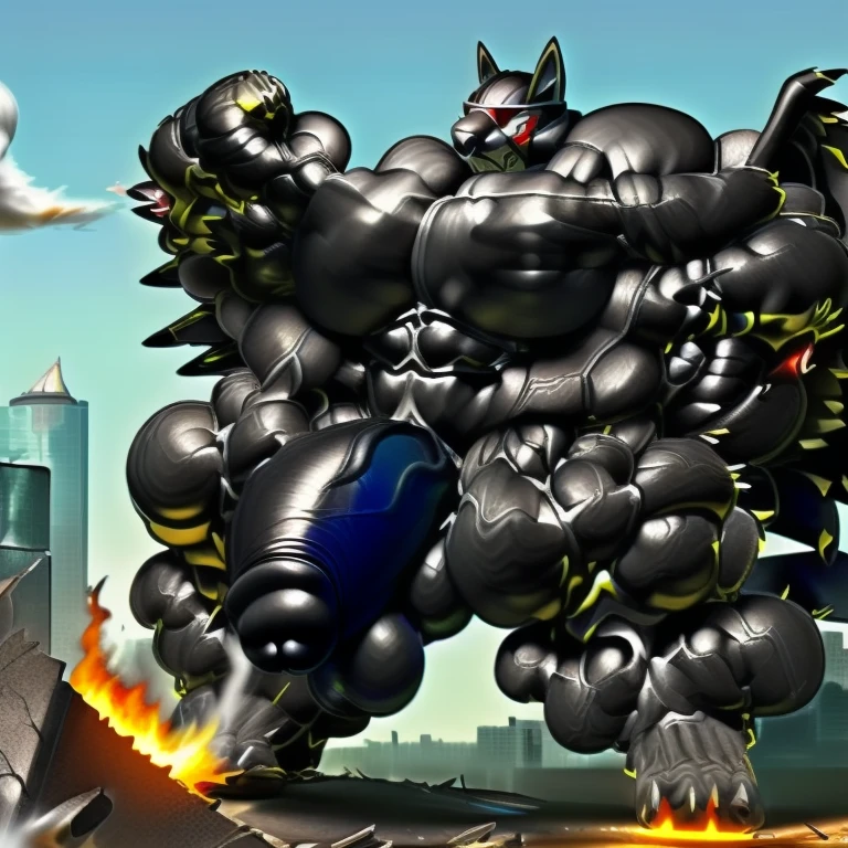 (masterpiece. official art. 8k. best quality. detailed full body. full body.)
(situation 1 : dominating LUCARIO. LUCARIO is over 1000 meters long. focus GIANT mechanical Muscular LUCARIO is trampling the city. Looking down. macro. stomp)
(situation 2 :smoke and flames rising from the destruction in the city)
(Additional details 1: Its nanosut emphasizes the muscles. wearing crNanosuit. nanosuit. creating crNanosuit. black visor. wearing a full-face helmet. hero in anime style.)
(Additional details 2: (Detailed head. Detailed Body. Detailed abs. gigantic muscles. HYPER MUSCLES. Gigachad Muscular. big muscle. pecs. triceps. traps. unusually developed muscular body. body full of huge muscles. showing off muscles. pectorales enormes. Exaggeratedly huge muscles. huge muscles. long legs.).
(Additional details 3: Spread wings. It has wings. have big wings. black wings. The claws are sharp. Sharp teeth.).
(Additional details 4: black color hyper penis. hyper black penis. big penis)