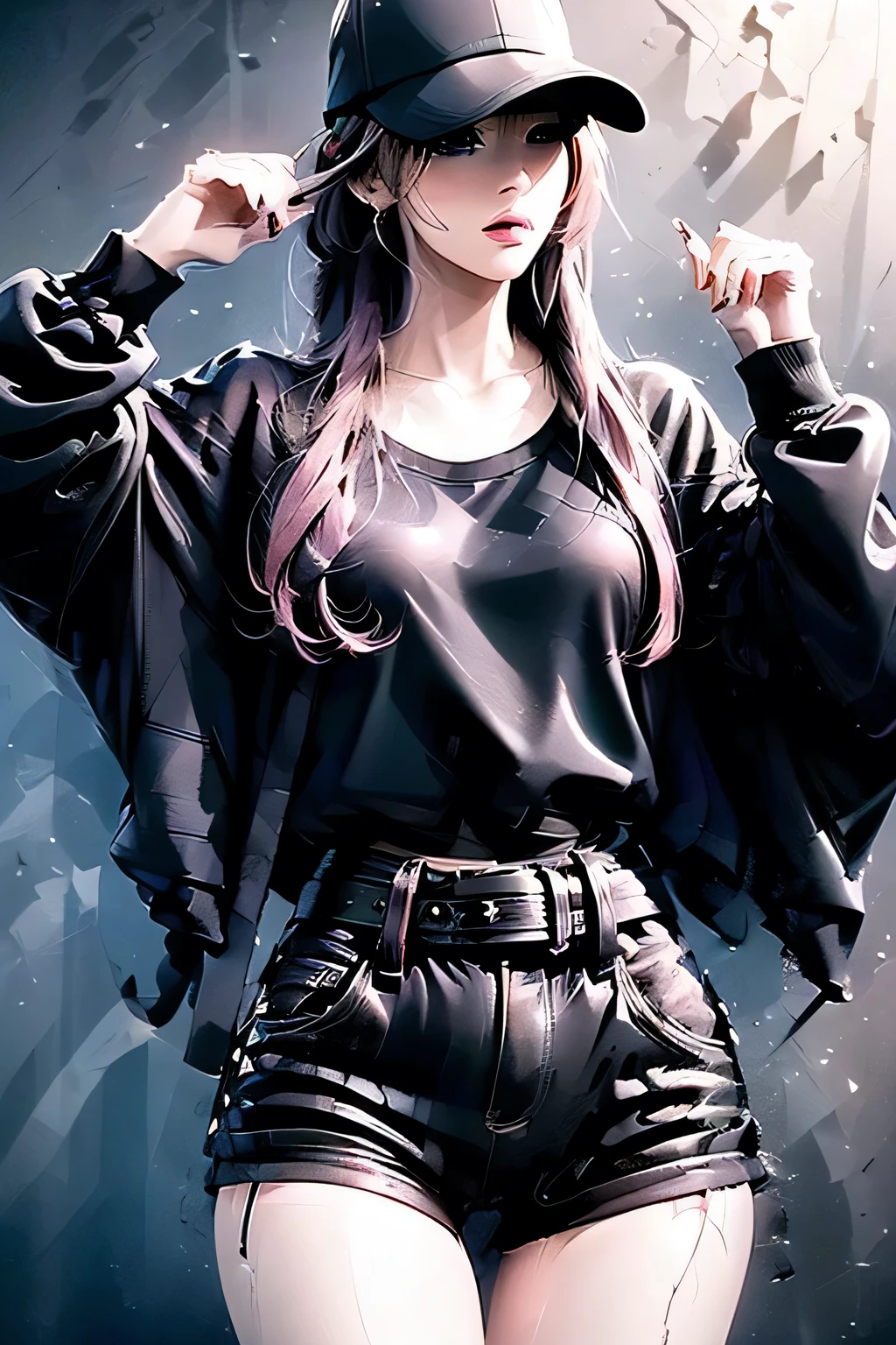 ((masterpiece)),(((highest quality))), ((Very detailed)),(((High resolution))),1 girl,(((Dark pink long hair))),(((Half Twin Tail))),(((Green Eyes))),Megumi Aikawa,