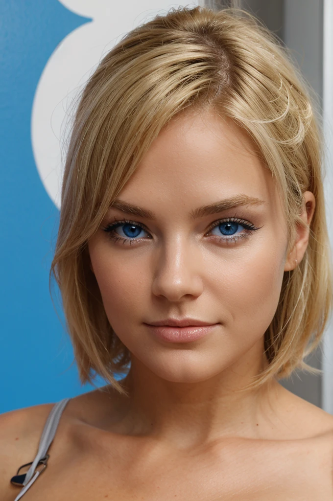 Blonde yeux bleu de face