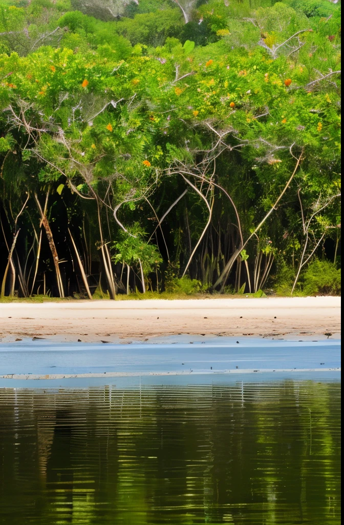Mangrove swamps on the edge of a tropical shore.