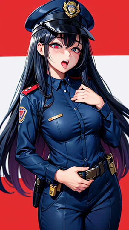 　Ahegao　Long Hair　Police Officer　Clothes