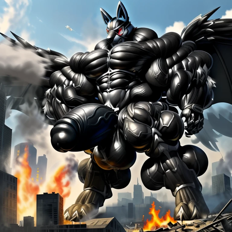 (masterpiece. official art. 8k. best quality. detailed full body. full body.)

(situation 1 : dominating LUCARIO. LUCARIO is over 1000 meters long. focus GIANT mechanical Muscular LUCARIO is trampling the city. Looking down. macro. stomp)

(situation 2 :smoke and flames rising from the destruction in the city)

(Additional details 1: Its nanosut emphasizes the muscles. wearing crNanosuit. nanosuit. creating crNanosuit. black visor. wearing a full-face helmet. hero in anime style.)

(Additional details 2: (Detailed head. Detailed Body. Detailed abs. gigantic muscles. HYPER MUSCLES. Gigachad Muscular. big muscle. pecs. triceps. traps. unusually developed muscular body. body full of huge muscles. showing off muscles. pectorales enormes. Exaggeratedly huge muscles. huge muscles. long legs.).

(Additional details 3: Spread wings. It has wings. have big wings. black wings. The claws are sharp. Sharp teeth.).

(Additional details 4: black color hyper penis. hyper black penis. big penis)