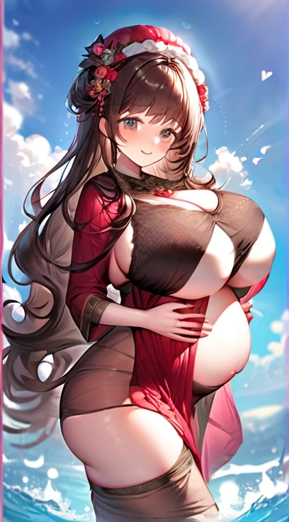 Pregnant woman, pregnant belly, multiple births, big breasts