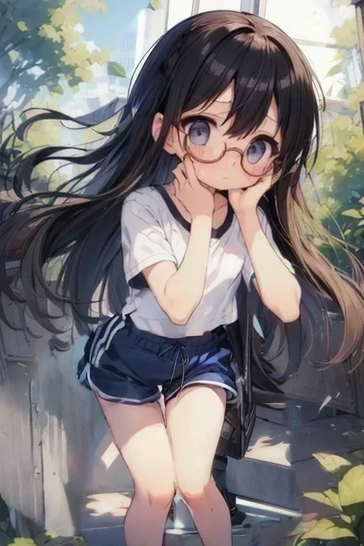 Black long hair、(Gray Wall)
