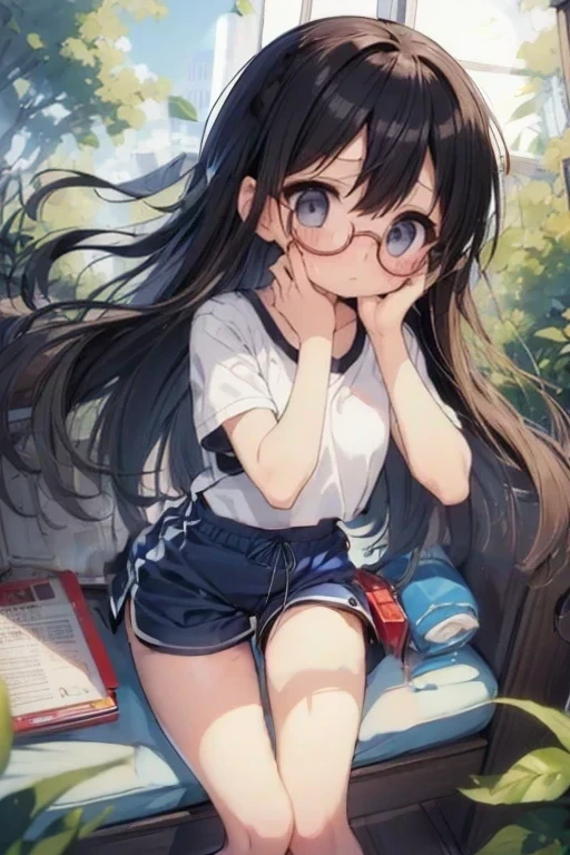 Black long hair、Beautiful background