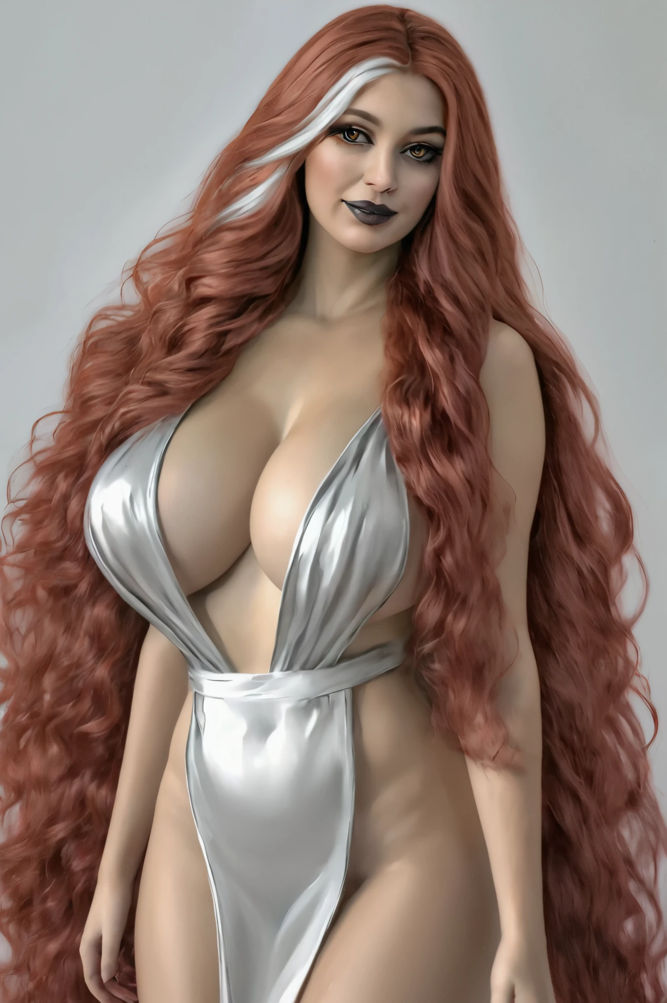 {realistic}, mature and curvy female, juicy women, seductive, countershading, huge breasts, {{{ redhead balayage white highlights, in proper saree with very long thick hair, hair model, juicy , thick hair, luscious hair, cascading hair, gorgeous hair, beauties long hair, dense hair, hair locks , big flowing hair, traditional female hairstyles, very long flowing hair, elaborate long black hairstyle, jaw-dropping beauty}}}, in saree , sexy cleavage, tall, black lips, hazel eyes, wide hips, extra thicc, hispanic, latina