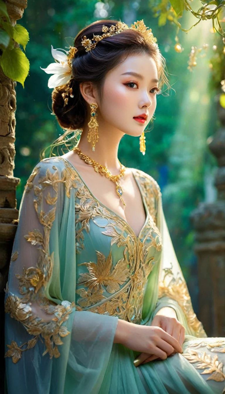 very beautiful girl, korean mixed idol model;
Age from 18-20 years old;
làn da detail, milk white, ruddy, shiny, stretch the ball;
golden red hair, smooth, floating in the sunlight, detail;
blue eyes, charming, ((trang điểm high solution)), true, ((damp)), detail, phấn mắt hồng;
two delicate eyelids, Perfect Beauty, detail, black eyelashes;
Arched eyebrows, dear, high solution, detail;
beautiful and perfect face, holiness, light makeup, Perfect balance, đẹp đến từng detail, ((shiny)), mỹ phẩm;
Beautiful nose, lovely, cao, detail;
blush, prominent cheekbones, detail;
đôi môi charming, glossy pink lips;
Bright smile, pure white teeth, detail;
cơ thể siêu hoàn hảo, full of life, Tighten clothes;
big and plump breasts, Raised nipples, Deep chest slit, toning, tight with bra, detail;
mông nở nang, tight fitting underwear;
wear a mesh bra, metal thread, ((shiny));
Wear tight-fitting underwear, bright red;
Lifelike:1.1, ((masterpiece)), ((Highest quality image)), ((not NSFW)), ((8K)), CG, HD, ((high solution và tương phản)), ((Super nice graphics)), ((professional)), ((màu sắc detail và rực rỡ)), ((Super smooth image)), ((Advanced photography techniques)), ((RAW thật)), ((Perfect photo texture)), ((Perfect image proportion structure));
Complex lighting, yellow-black rays, ((Face lighting));
sunlight ((twinkle)), ((illuminate the girl's body));
((golden armor)), ((dragon scales)) splendid decoration;
((long yellow boots)) Has unique decorations, chain, Necklaces and jewelry ((solid gold)), large gold earrings, chain, bracelet, belt, Emerald;
Close-up photo of girl standing on the street, crowded, next to high-rise buildings, The girl's hand holds an ancient and mystical spear;
