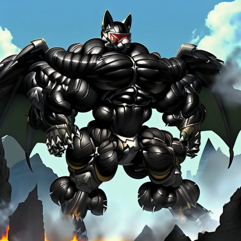 (masterpiece. official art. 8k. best quality. detailed full body. full body.)
(situation 1 : dominating LUCARIO. LUCARIO is over 1000 meters long. focus GIANT mechanical Muscular LUCARIO is trampling the city. Looking down. macro. stomp)
(situation 2 :smoke and flames rising from the destruction in the city)
(Additional details 1: Its nanosut emphasizes the muscles. wearing crNanosuit. nanosuit. creating crNanosuit. black visor. wearing a full-face helmet. hero in anime style.)
(Additional details 2: (Detailed head. Detailed Body. Detailed abs. gigantic muscles. HYPER MUSCLES. Gigachad Muscular. big muscle. pecs. triceps. traps. unusually developed muscular body. body full of huge muscles. showing off muscles. pectorales enormes. Exaggeratedly huge muscles. huge muscles. long legs. bodybuilders body.).
(Additional details 3: Spread wings. It has wings. have big wings. black wings. The claws are sharp. Sharp teeth.). (tiny thong, metallic color: jet black thong.) (crotch is incredibly swollen.)