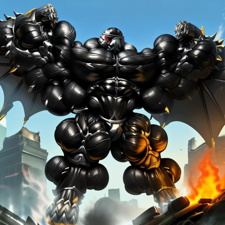 (masterpiece. official art. 8k. best quality. detailed full body. full body.)
(situation 1 : dominating LUCARIO. LUCARIO is over 1000 meters long. focus GIANT mechanical Muscular LUCARIO is trampling the city. Looking down. macro. stomp)
(situation 2 :smoke and flames rising from the destruction in the city)
(Additional details 1: Its nanosut emphasizes the muscles. wearing crNanosuit. nanosuit. creating crNanosuit. black visor. wearing a full-face helmet. hero in anime style.)
(Additional details 2: (Detailed head. Detailed Body. Detailed abs. gigantic muscles. HYPER MUSCLES. Gigachad Muscular. big muscle. pecs. triceps. traps. unusually developed muscular body. body full of huge muscles. showing off muscles. pectorales enormes. Exaggeratedly huge muscles. huge muscles. long legs. bodybuilders body.).
(Additional details 3: Spread wings. It has wings. have big wings. black wings. The claws are sharp. Sharp teeth.). (tiny thong, metallic color: jet black thong.) (crotch is incredibly swollen.) Hold the airplane with your hand.