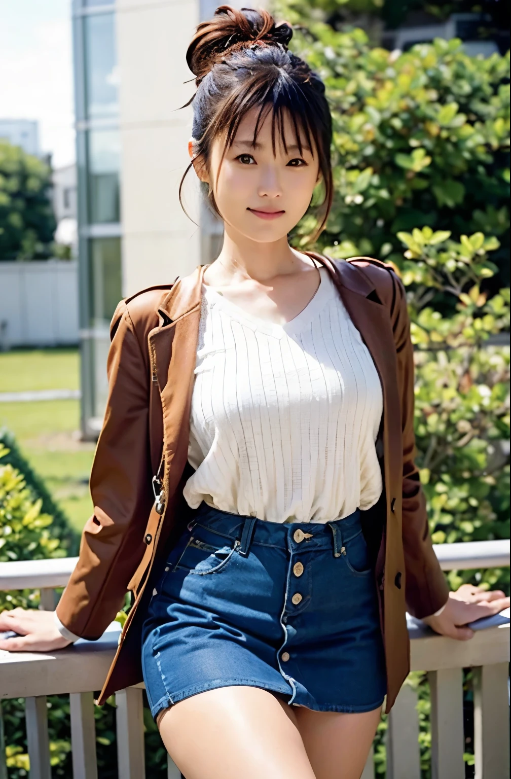 Actual Photos、Highest imYear quality、Realistic、Beautiful woman、白いpantiesとBeautiful thighs、Beautiful Face、real imYear、Federal Army Uniform Miniskirt、panties、ponytail、Yuriko Yoshitaka、16Year日本人女性、Zuo々Ki Nozomi:1.4、pretty girl、ピンクのpantiesーが見える、1６Year、（白いpantiesー:1.3）、Ultra mini skirt、Beautiful thighs、ピンクのpantiesー、赤いミニスカートがめくれてピンクのpantiesーが見えてる