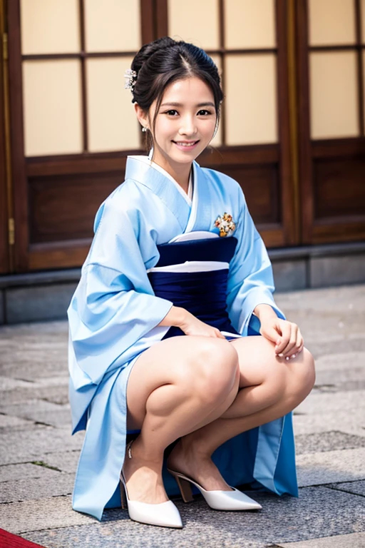 Reality、photo shoot、
Background: Imperial Palace、Similar to Princess Kako、Small face hairstyle up、smile、Looking up、
Age 25、kimono、squat、
Wide-legged pose、naked、Show pussy、Show anus、
Facing forward、Urinating、Onani、
