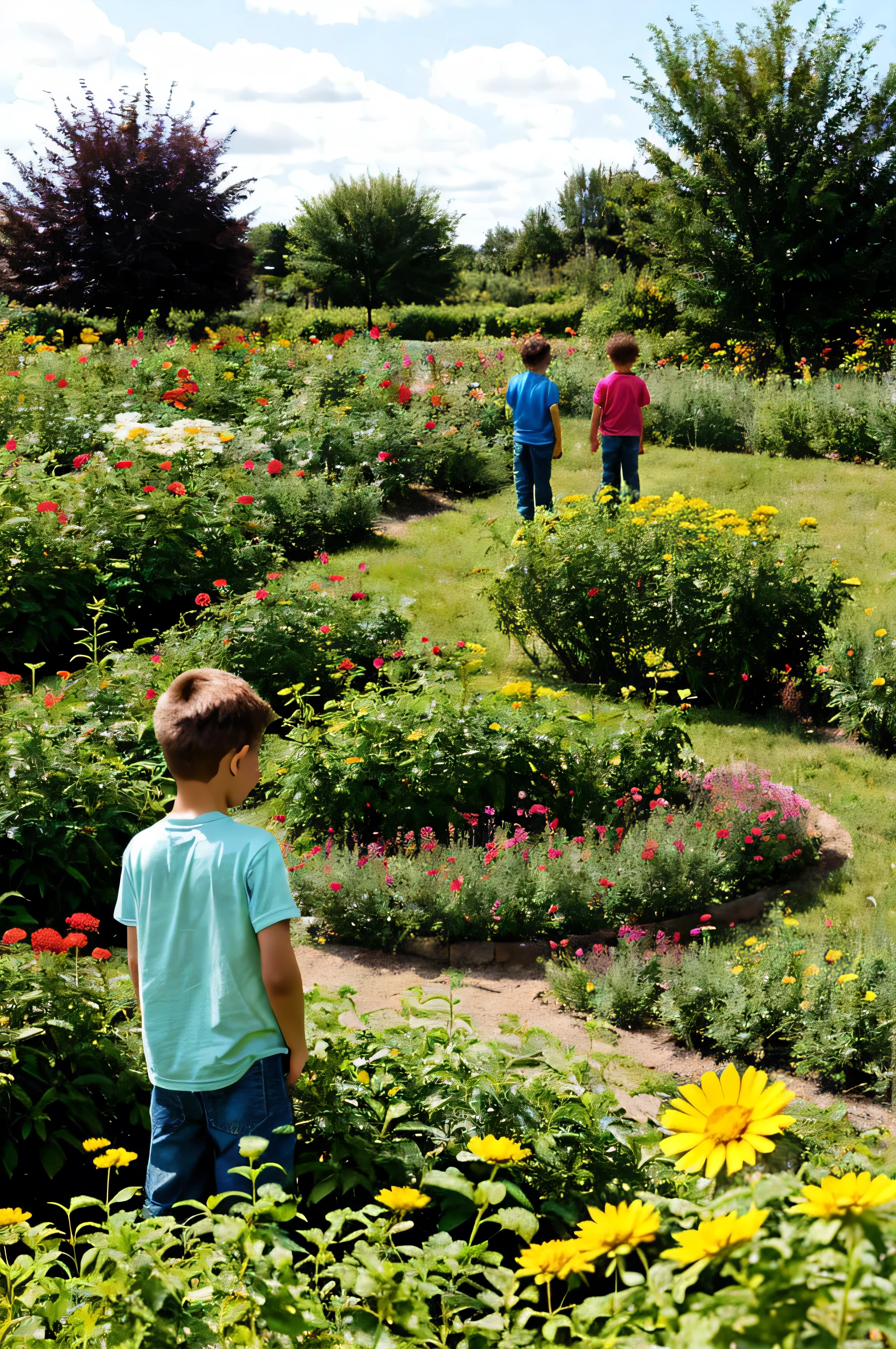 Butterfly and youth flower garden abandoned boys