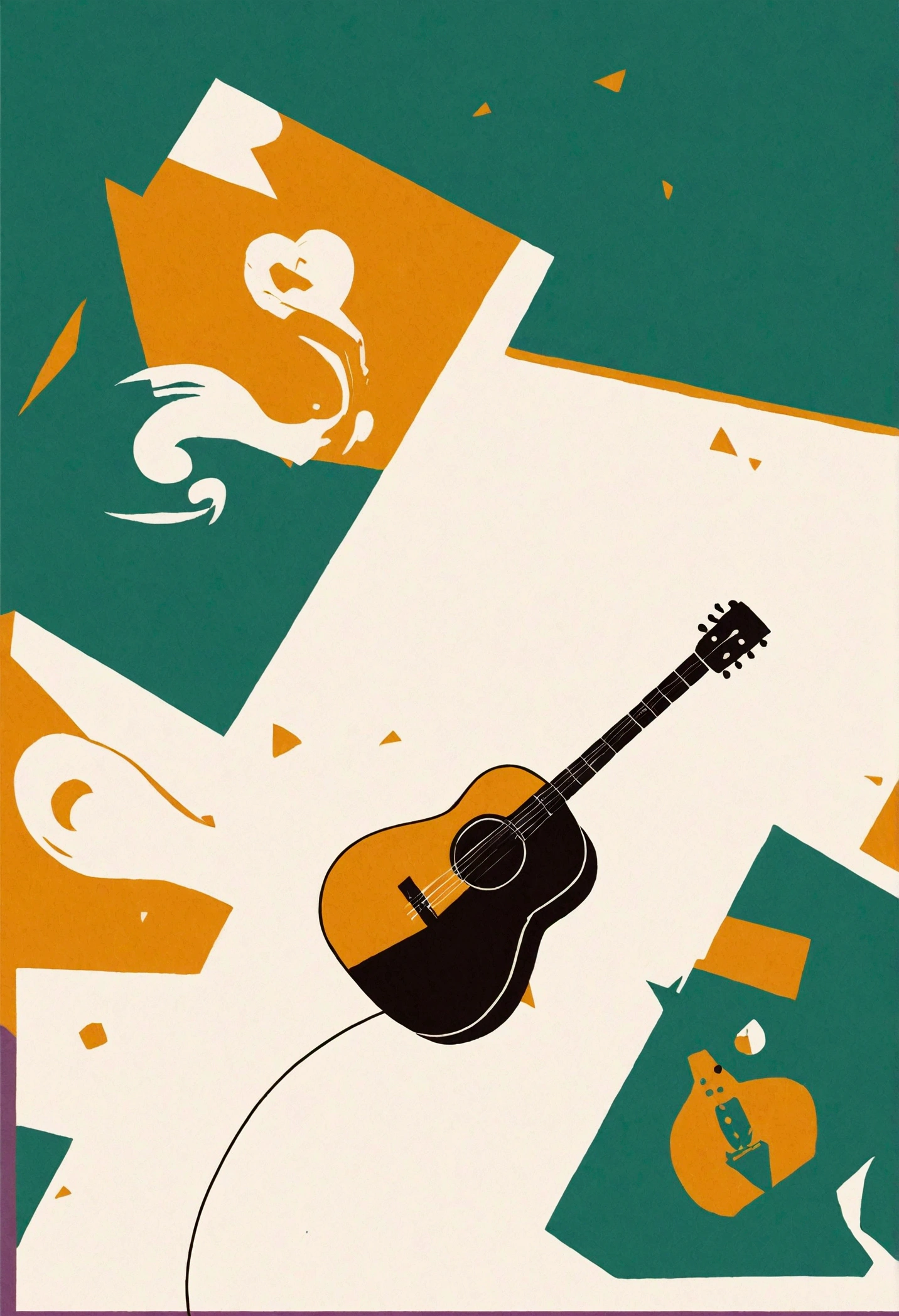 A minimal, modern, simple, cinematic logotype for the brand “Penamemoria". The logotype must be a simple, magical feather and a boy playing acoustic guitar. The logo must convey a sense of music, stories and dreams. Logo design impressed on a book cover. Minimalistic logo