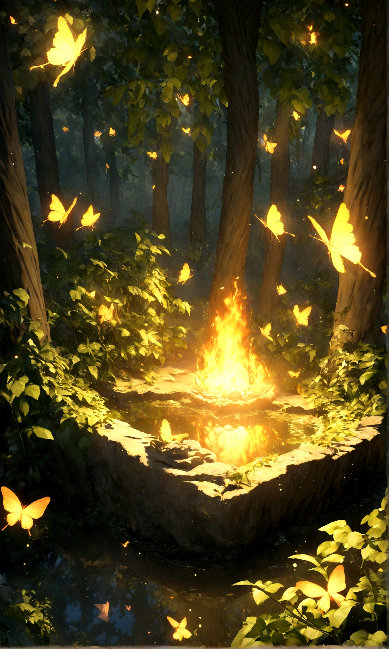 masterpiece, the highest quality, Amazing reflection, Best reflection ever. (Very detailedな CG Unity 8k 壁紙), (highest quality), (Best illustrations), (Best Shadow), forest theme with Natural elements. Tall tree々, Quiet Stream, small shineing mushrooms surrounded by delicate leaf and branches, with fire Fly and shineing Particle Effects,, (Natural elements), (Jungle theme), (leaf), (Twig), (fire Fly), butterfly, (delicate leaf), (shine), (Particle Effects). , Isometric 3D, Octane Rendering, Ray Tracing, Very detailed