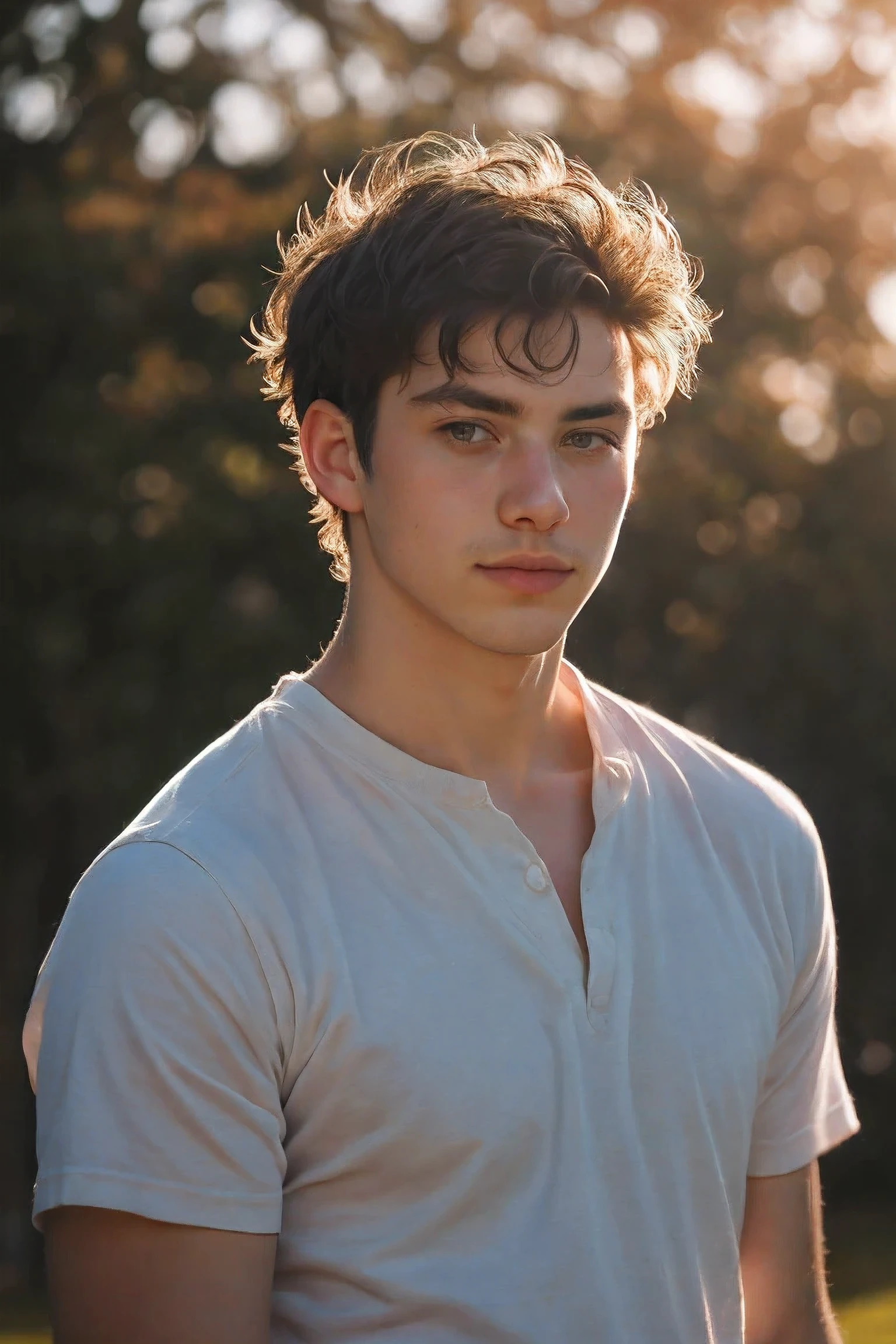 Handsome Men Portrait, shot on leica, shadowplay, gorgeous lighting, subtle pastel hues, outdoors ,solo