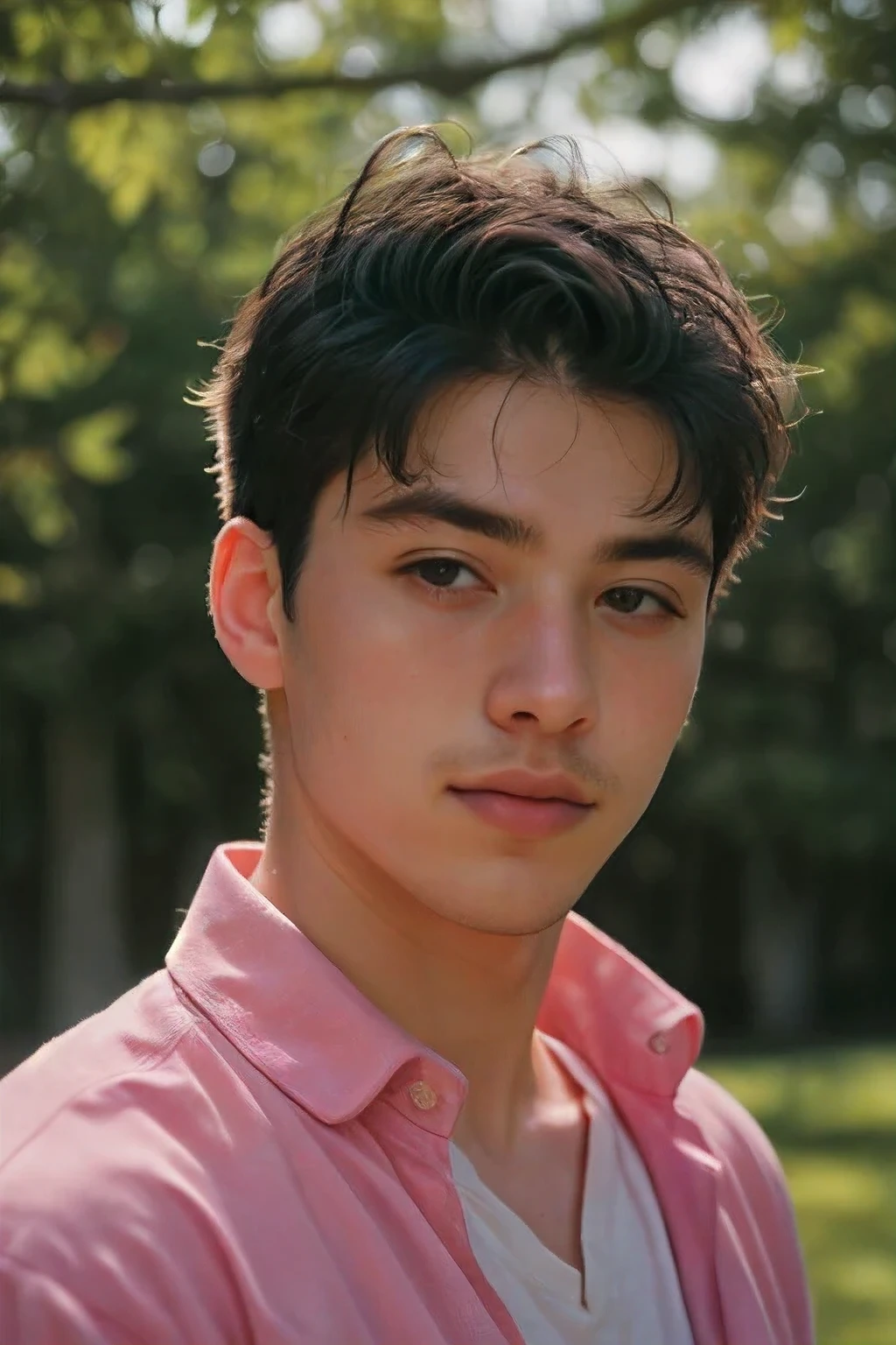 Handsome Men Portrait, shot on leica, shadowplay, gorgeous lighting, subtle pastel hues, outdoors ,solo