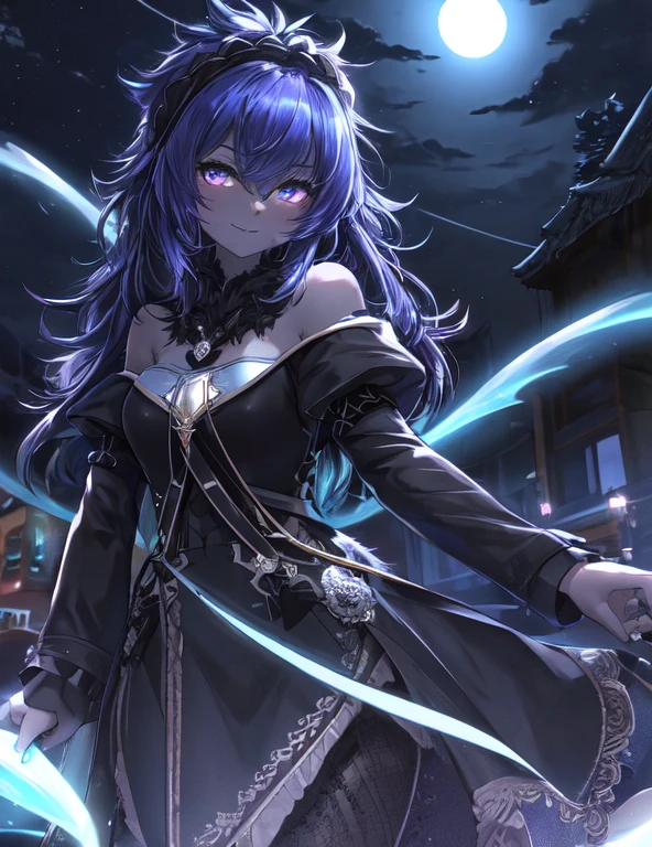 hairy, Black fur, night, Glowing hair