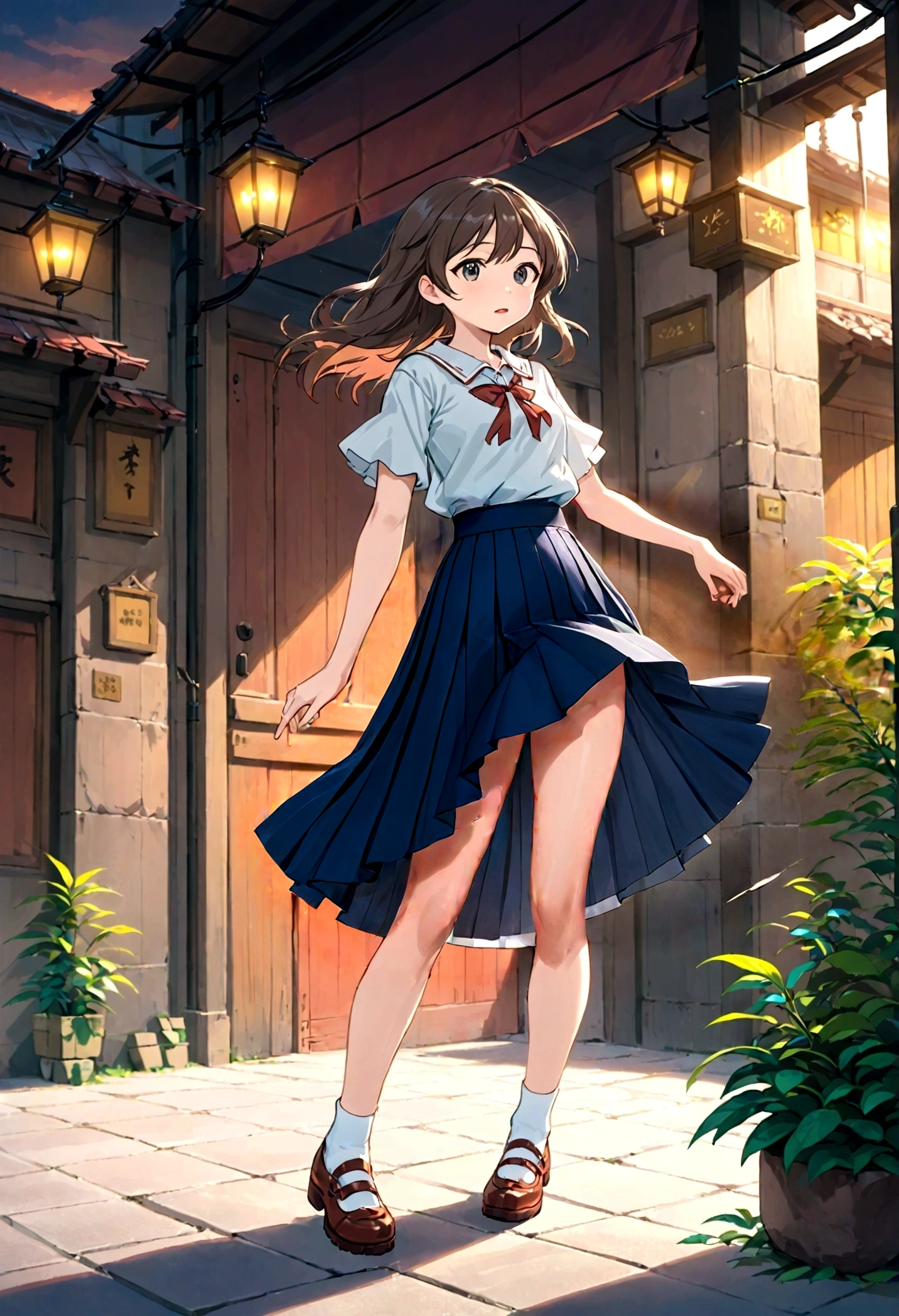 Long skirt for uniform、The color is dark blue、
Uniform pleated skirt
