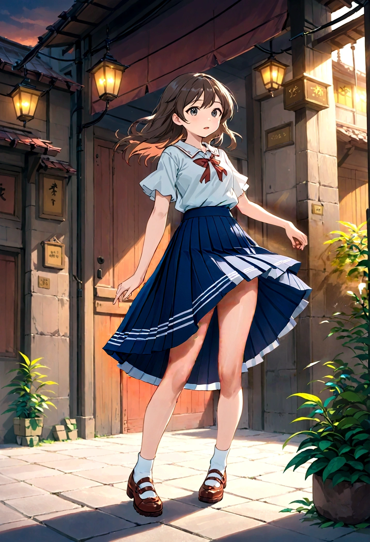 Long skirt for uniform、The color is dark blue、
Uniform pleated skirt